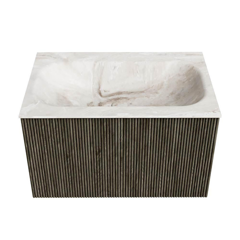 Mondiaz KURVE-DLUX Ensemble meuble de salle de bains - 70x46x40cm - 1 tiroir - lavabo solid surface - central - sans trou de robinet - Shadow SW1414321