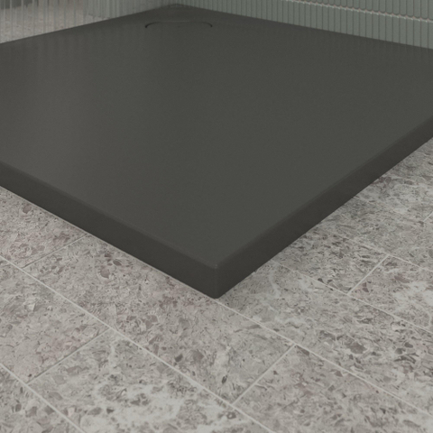 Villeroy & Boch Ecora douchebak - 100x100x3.5cm - hoekafvoer - anthracite (antraciet) SW1559002