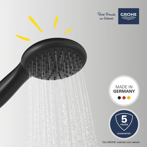 Grohe Vitalio Start QuickFix Handdouche - diameter 11cm - 2 straalsoorten - 7.4l/min - matte black (mat zwart) SW1126261