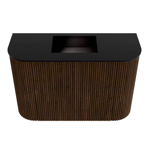 Mondiaz JOYA 63.2cm toiletmeubel - ronding links en rechts kleur Walnut - Wastafel FAYE positie Midden Zonder kraangat kleur Urban. SW1421383