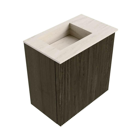 Mondiaz JOYA-DLUX 40cm toiletmeubel - kleur Shadow - Wastafel FAYE positie Links 1 kraangat kleur Meli. SW1424852