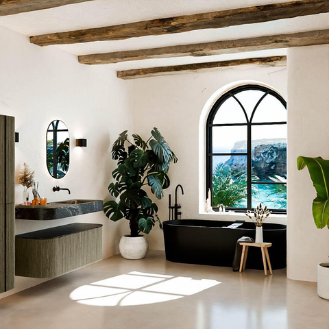 MONDIAZ THOR-DLUX 120cm meuble de salle de bains arrondi gauche + droite couleur Shadow avec 1 tiroir et 2 portes. Vasque suspendue CLOUD droite sans trou de robinet couleur Lava. SW1463155