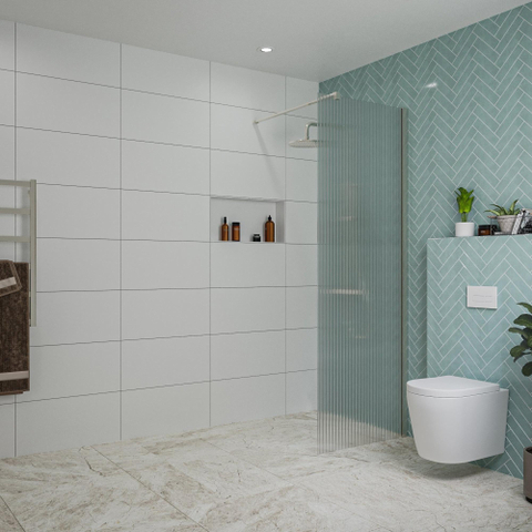 FugaFlow Eccelente Vetro Douche à l'italienne - 70x200cm - verre nervuré - Inox brossé SW1125027
