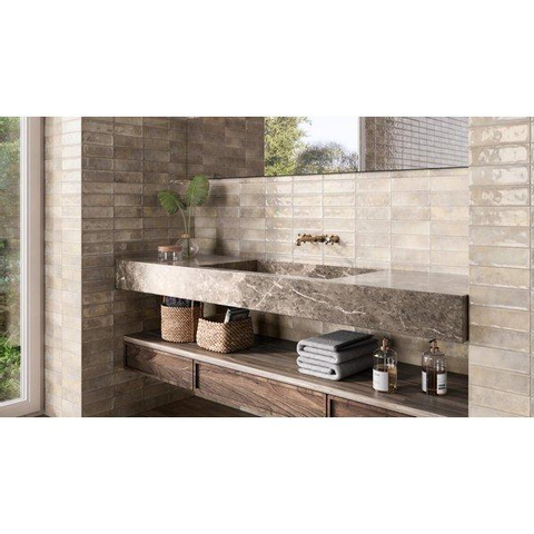 ÉCHANTILLON Ceralto Taverno Grain Carrelage mural - 6.5x20.2cm - 8mm - greige Brillant SW976598