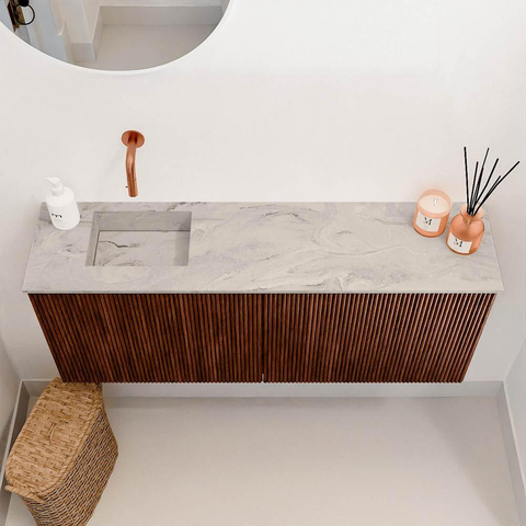 Mondiaz JOYA-DLUX 100cm toiletmeubel - kleur Ruby - Wastafel FAYE positie Links Zonder kraangat kleur Glace. SW1423608