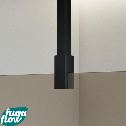 FugaFlow Eccelente Vetro douche à l'italienne salle de bain - 90x200cm - verre fumé - bras plafond - noir mat - SW1125190
