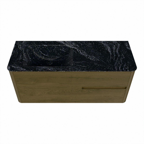Mondiaz CIRO-DLUX Meuble de salle de bains - 120x45x50cm - lavabo en solid surface Lava - 1 vasque à gauche - sans trous de robinetterie - 2 tiroirs - Dusk SW1533034
