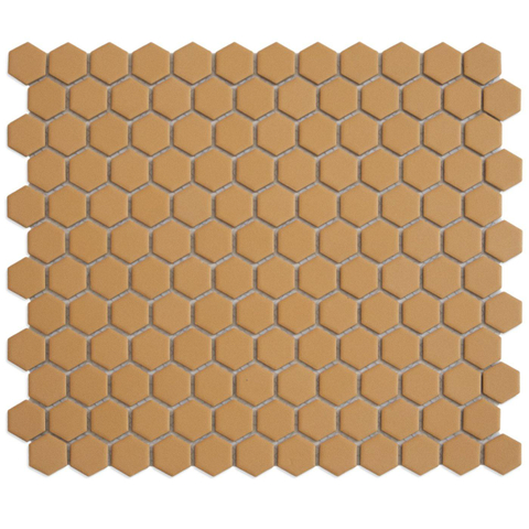 The Mosaic Factory Hexagon carreau mosaïque - 26x30cm - carreau mural et de sol - Hexagone/Hexagonale - Porcelaine Tuscany Gold Mat SW1015066