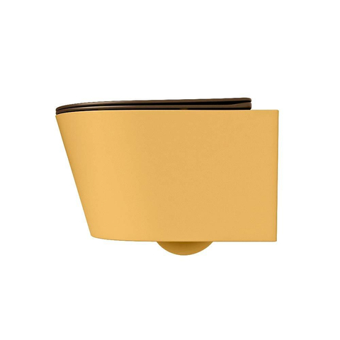 Mondiaz LAVIE WC suspendu – sans bride – 36 x 53 cm – avec abattant softclose – Ocher (jaune), abattant Rust (brun) SW1208703