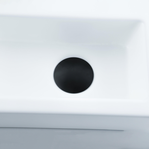 QeramiQ Fuente pack lave-mains – 37,5 x 18,5 x 9 cm – céramique blanc mat – perçage à gauche – robinet noir mat SW1232728