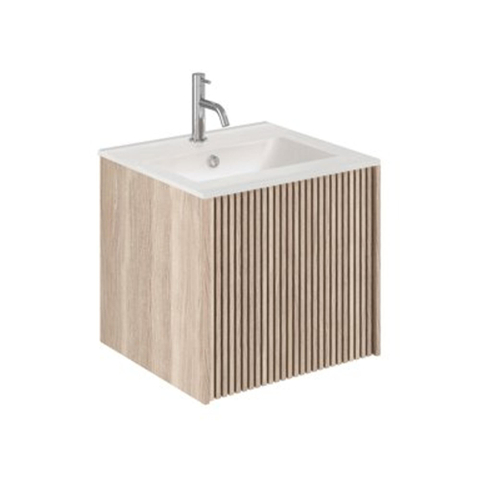 Crosswater Limit Badkamermeubelset - 50x45x45cm - 1 lade - keramieken wastafel - modern oak/anthracite (hout) SW1126112
