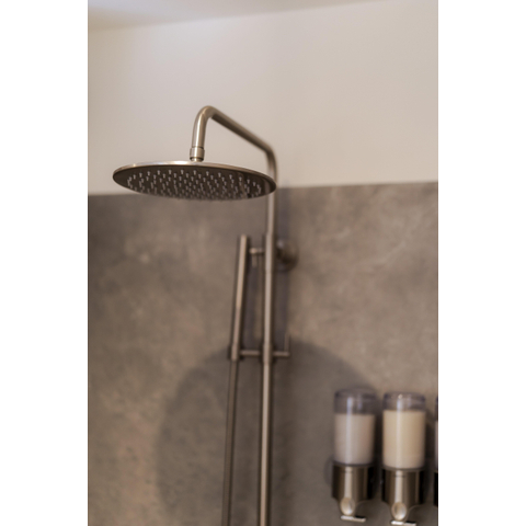 Fortifura Calvi opbouw regendoucheset – Ø25 cm hoofddouche – 1-stands staafhanddouche – RVS geborsteld SW1204409