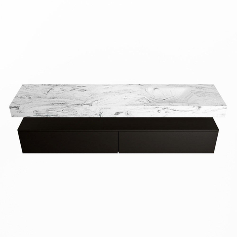 Mondiaz ALAN-DLUX Ensemble de meuble - 200cm - meuble Urban mat - 2 tiroirs - Lavabo Cloud Glace suspendu - vasque Droite - 0 trous de robinet SW805917