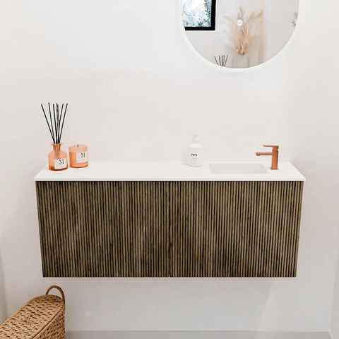 Mondiaz JOYA 100cm meuble de salle de bains - couleur Dusk - Vasque FAYE position Droite 1 trou de robinet couleur Talc. SW1421572