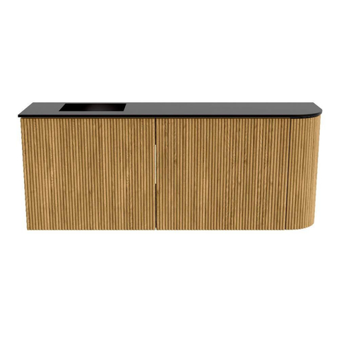 Mondiaz JOYA 101.6cm meuble de salle de bains - arrondi droite couleur Oak - Vasque FAYE position Gauche Sans trou de robinet couleur Urban SW1421214