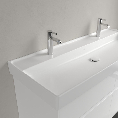 Villeroy & Boch Collaro meubelwastafel - 120x47cm - zonder overloop - 2 kraangatenen - Stone White (mat wit) SW358331