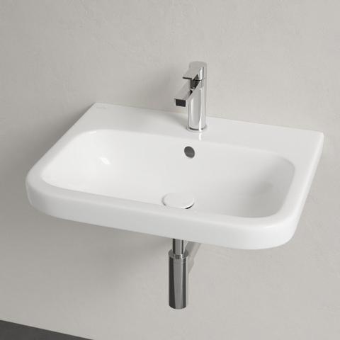 Villeroy & Boch Architectura wastafel onderzijde - geslepen - 60x47cm - met kraangat - met overloop - White Alpine (glans wit) 1025266