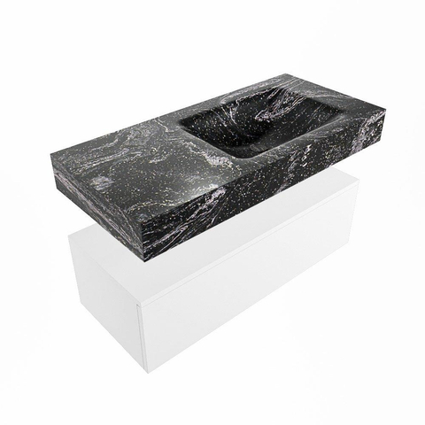 MONDIAZ ALAN - DLUX Ensemble de meuble de salle de bains - 100cm - meuble bas - Talc - 1 tiroir - lavabo suspendu - vasque à droite - 0 trous de robinet - Lava SW807861