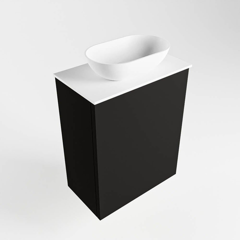 Meuble de salle de bain Mondiaz Fowy 40x50x23cm urban mat 0 trous de robinet lavabo : centre 1 porte solid surface avec plan MDF couleur lavabo : blanc SW760855