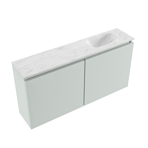MONDIAZ TURE-DLUX meuble de toilettes 100 cm Greey. EDEN vasque Opalo position à droite. Sans trou de robinet. SW1104352