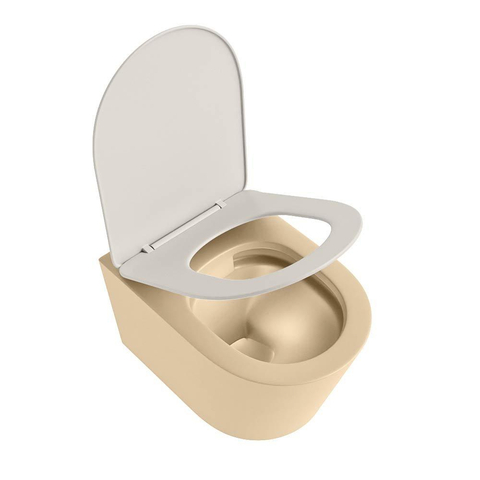 Mondiaz LAVIE hangtoilet – spoelrandloos – 36 x 53 cm – met softclose zitting – Sand (beige), zitting Linen (offwhite) SW1208659