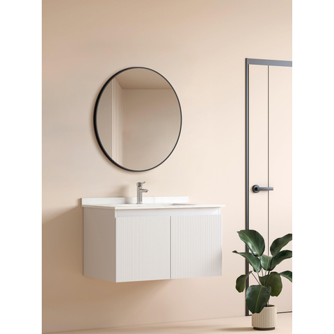 Saniclass Retro Line miroir – Ø 80 cm – Noir mat SW643425
