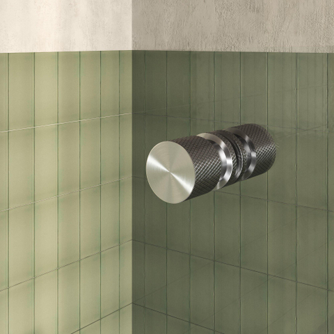 BRAUER Void Carving Cabine de douche - 80x120x200cm - porte battante - revêtement verre - réversible - verre clair - Acier inoxydable brossé PVD SW1418111