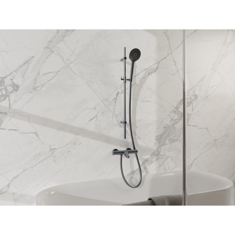 Fortifura Calvi Badkraan - met glijstangset - ronde handdouche - gladde doucheslang - PVD - geborsteld gunmetal (antraciet) SW997398