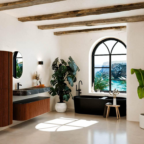 MONDIAZ THOR-DLUX 140cm meuble de salle de bains arrondi gauche + droite couleur Ruby avec 1 tiroir et 2 portes. Vasque suspendue CLOUD Gauche 1 trou de robinet couleur Lava. SW1464231
