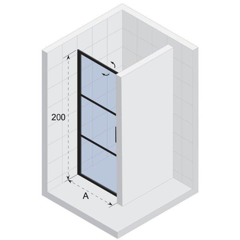 Riho Grid porte de douche - 100x200cm - porte pivotante - noir SW679994