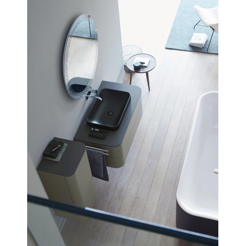 Duravit Happy D.2 Plus waskom rechthoekig - zonder kraangat - zonder overloop - 60x40cm - met keramische afdekkap - mat antraciet SW297026