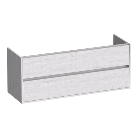 BRAUER Adore Meuble de salle de bains sous-vasque - 140x46x55cm - 4 tiroirs softclose - sans poignées - 2 découpes pour siphon - Forest Seashell SW1198279