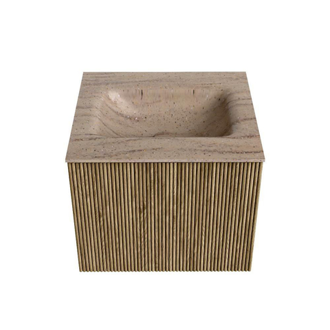 MONDIAZ KURVE-DLUX Meuble de salle de bains 50 cm couleur Dusk avec 1 tiroir et 0 porte. Lavabo GRUNNE Central sans trou de robinet Saba. SW1433307
