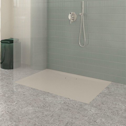 Villeroy & Boch Ecora douchebak - 120x80x3.5cm - afvoer lange zijde - almond (beige) SW1558977