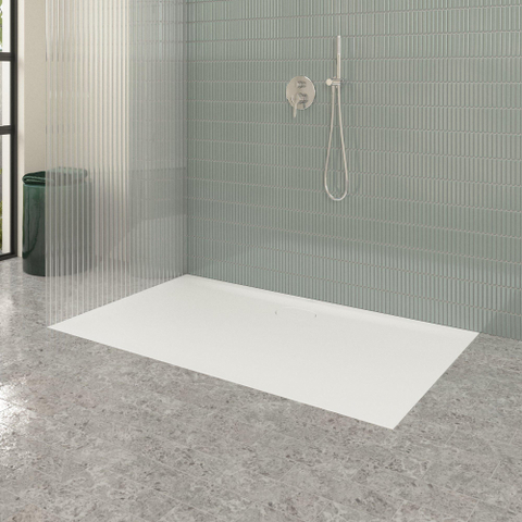 Villeroy & Boch Ecora douchebak - 150x90x3.5cm - afvoer lange zijde - stone white (wit) SW1558883
