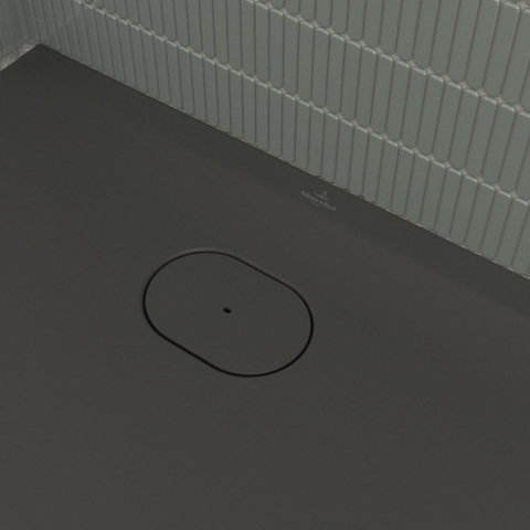 Villeroy & Boch Ecora douchebak - 100x90x3.5cm - afvoer korte zijde - anthracite (antraciet) SW1558967