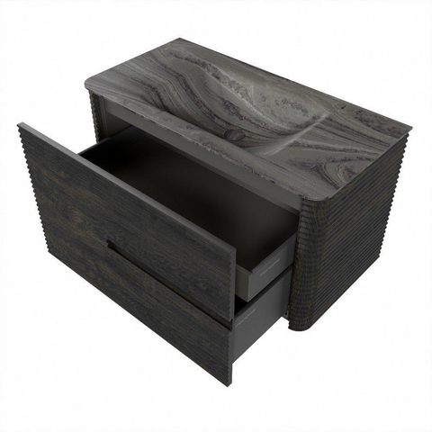 Mondiaz CIRO-DLUX Badkamermeubelset - 90x45x50cm - Solid surface wastafel Sombra - 1 wasbak Midden - 1 kraangat - 2 lades - Shadow SW1532751