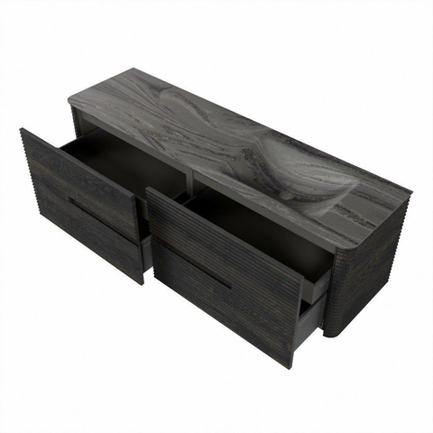 Mondiaz CIRO-DLUX Ensemble de meubles de salle de bains - 160x45x50cm - vasque en solid surface Sombra - 1 bassin à droite - sans trous de robinet - 4 tiroirs - Shadow SW1532780