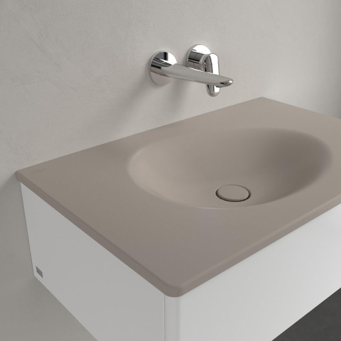 Villeroy & Boch Antao meubelwastafel - 80x50cm - zonder kraangat - zonder overloop CeramicPlus - mat almond (beige) SW925799