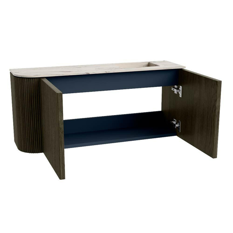 Mondiaz JOYA-DLUX 91.6cm toiletmeubel - ronding links kleur Shadow - Wastafel FAYE positie Rechts Zonder kraangat kleur Nata. SW1424994