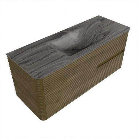Mondiaz CIRO-DLUX Meuble de salle de bains - 120x45x50cm - Plan vasque solid surface Sombra - 1 vasque Centrale - 1 trou de robinetterie - 2 tiroirs - Dusk SW1533390