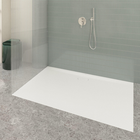 Villeroy & Boch Ecora douchebak - 160x100x3.5cm - afvoer lange zijde - white alpine (wit) SW1559004