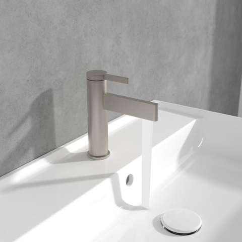 Villeroy & Boch Dawn 1 greeps wastafelkraan - zonder pop up afvoergarnituur - Brushed Nickel (rvs) SW974107