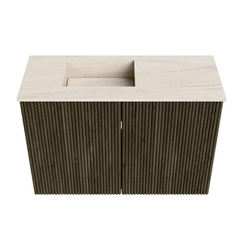 Mondiaz JOYA-DLUX 60cm toiletmeubel - kleur Shadow - Wastafel FAYE positie Links 1 kraangat kleur Meli. SW1424868