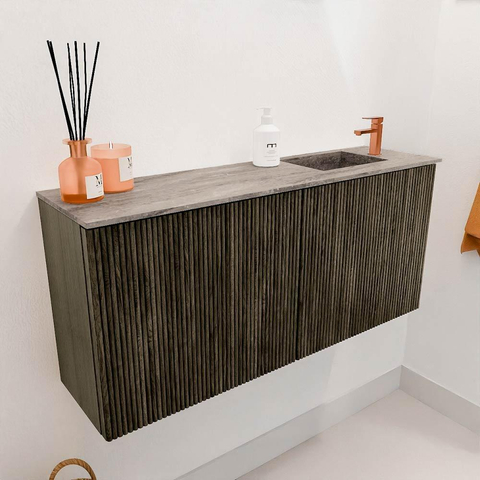 Mondiaz JOYA-DLUX 90cm meuble de salle de bains - couleur Shadow - Vasque FAYE position Droite 1 trou de robinet couleur Oza. SW1425044