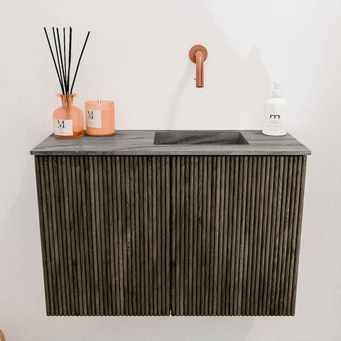 Mondiaz JOYA-DLUX 60cm toiletmeubel - kleur Shadow - Wastafel FAYE positie Rechts Zonder kraangat kleur Sombra. SW1425180