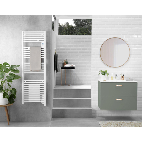 Go by Van Marcke Doris radiateur sèche-serviettes électrique 183,7x55cm 1000 watts blanc SW765797