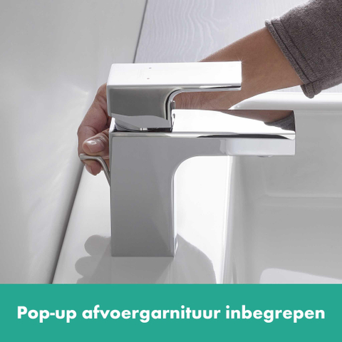 Hansgrohe Vernis Shape 1 greeps wastafelkraan - 70 zinc - met trekwaste - hoogglans chroom SW651645