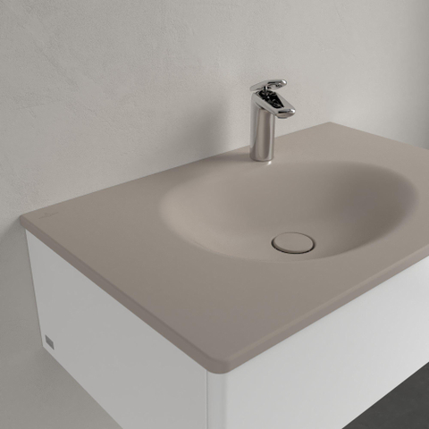 Villeroy & Boch Antao meubelwastafel - 80x50cm - 1 kraangat - met overloop CeramicPlus - mat almond (beige) SW957923