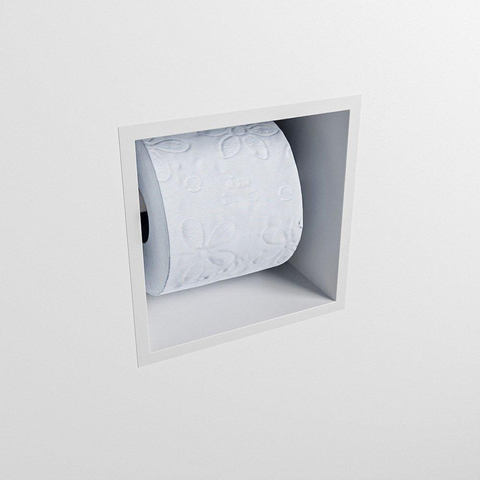 Mondiaz Easy Porte-rouleau de papier toilette - 16x16x16cm - Encastré/superficiel - Solid Surface - Talc mat SW644629